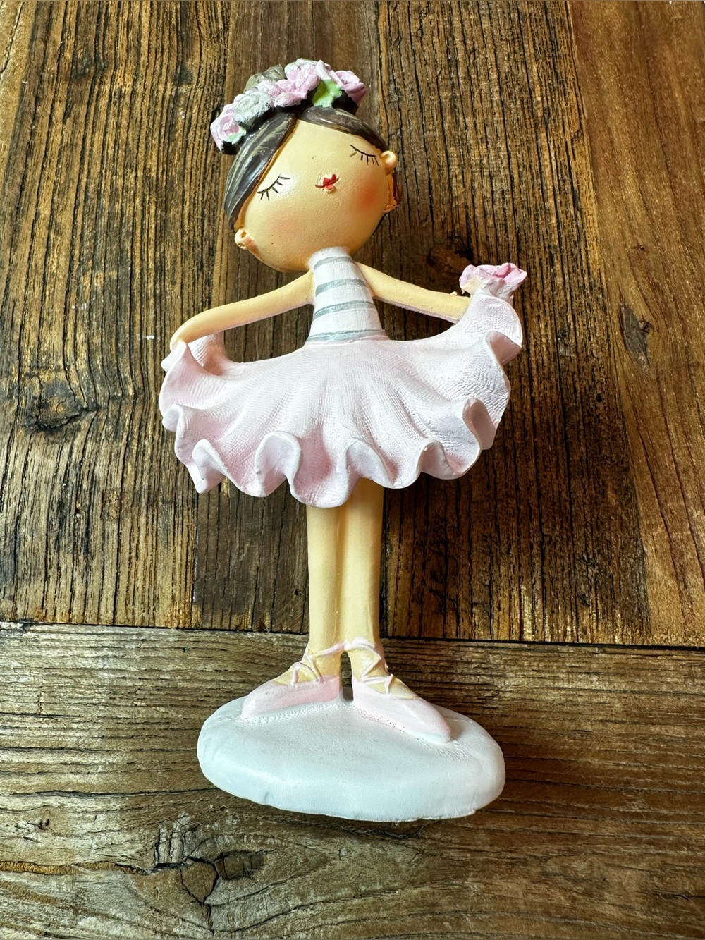 Cute Pink Ballerina Figurine Home Accent - Charming Floral Design - Picture 4 of 7